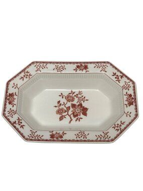 Independence Ironstone Serving Bowl Octagon Red Bittersweet Floral Japan Interpa